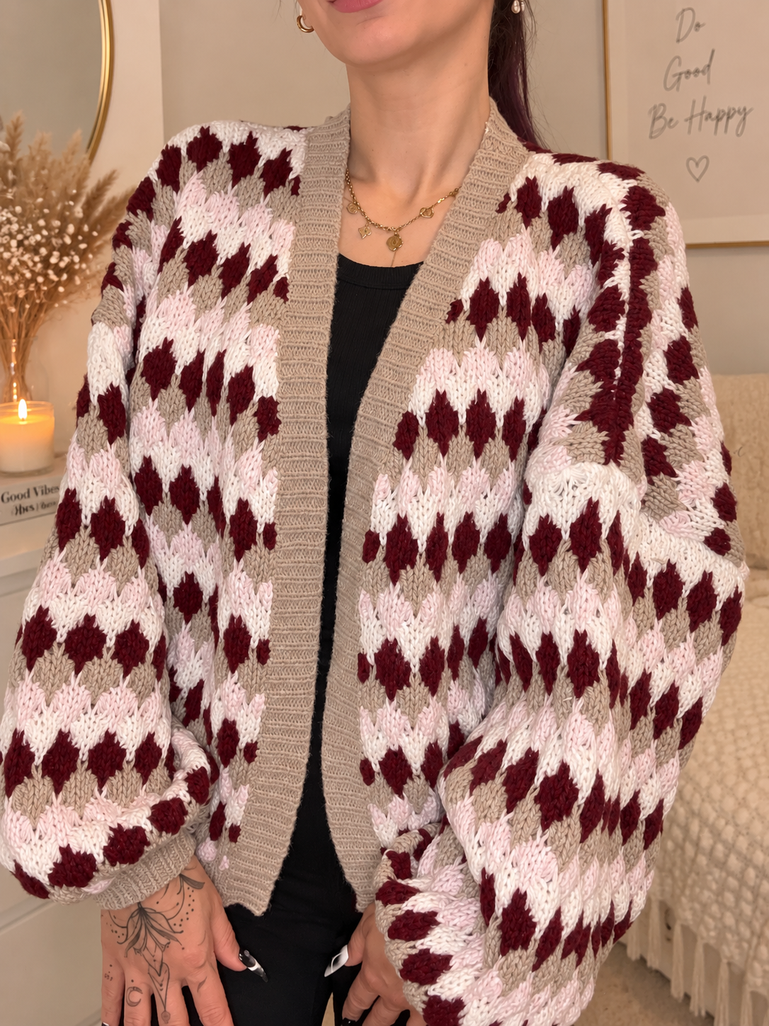 Strickjacke Taupe